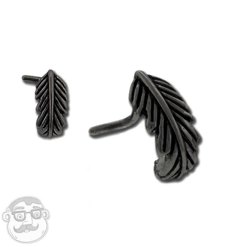 18G PVD Black Feather Nose Curve Ring