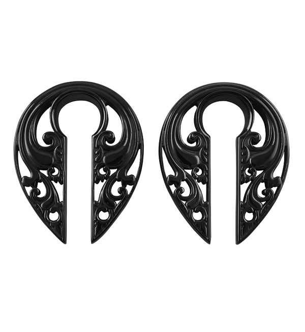 Black Floral Keyhole Ear Weights