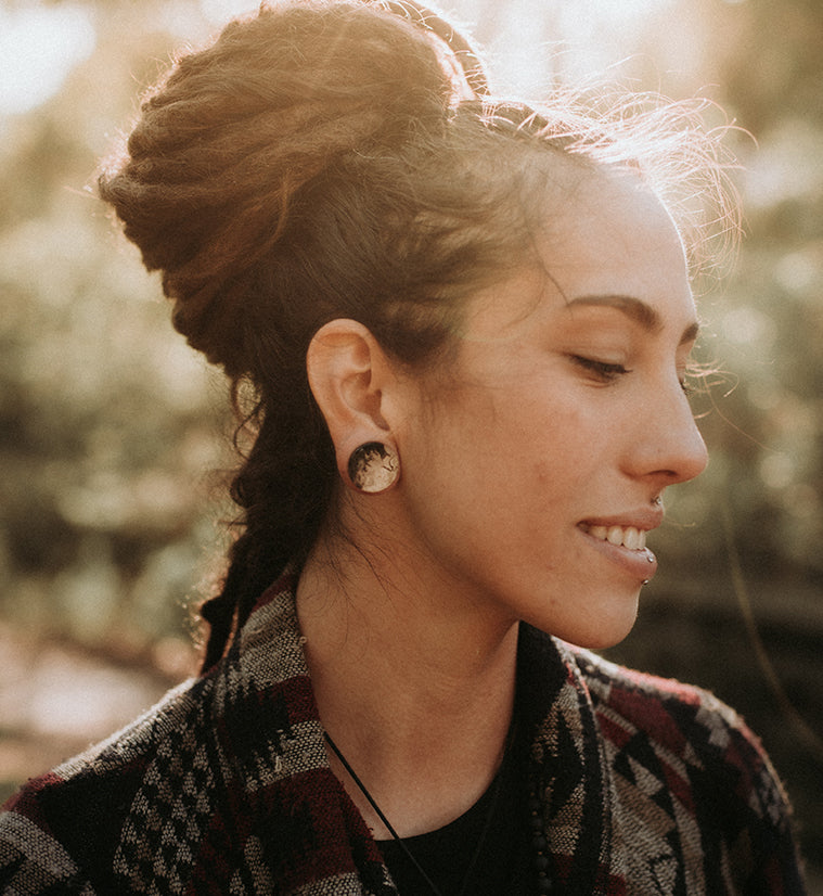 Black Flame Petrified Palm Root Plugs