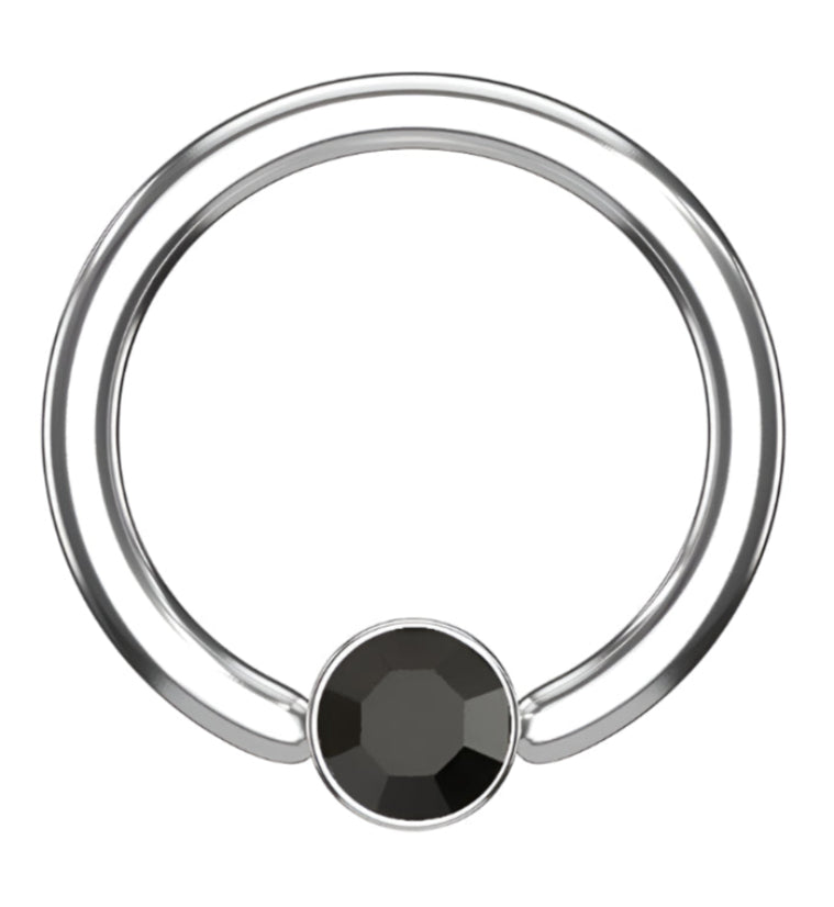 Red CZ Flat Disk Captive Ring