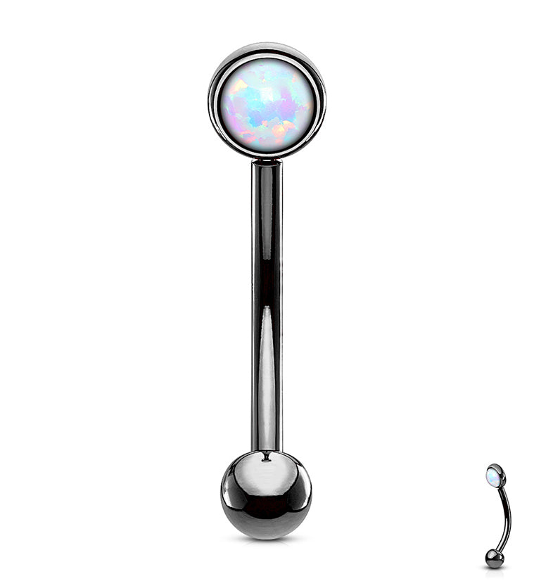 Black PVD Opal Flat Back Curved Barbell
