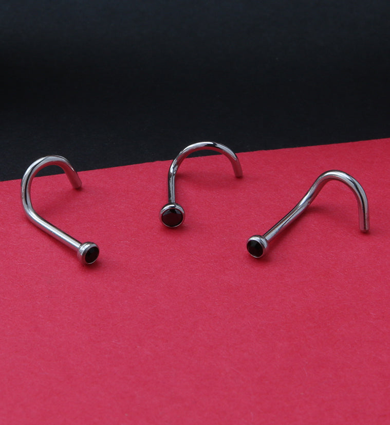 Black Gem Nose Screw Ring