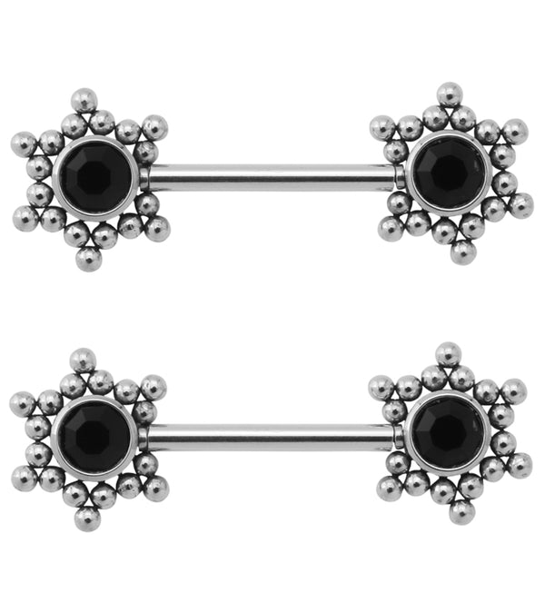 14G Black Hexad Threadless Nipple Ring Barbells