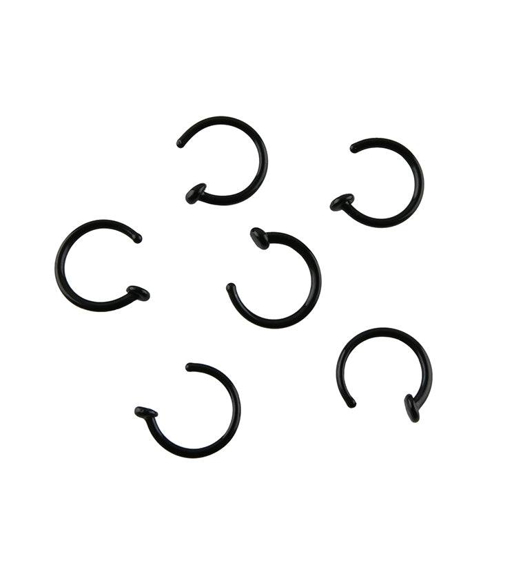 Black Glass Hoop Nose Ring