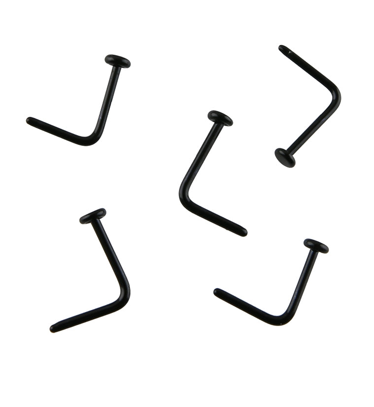 Black Glass L Bend Nose Ring
