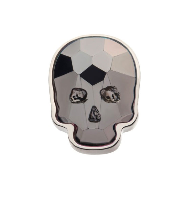 Black Glass Skull Titanium Threadless Top