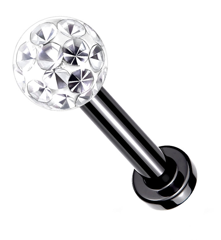 Black PVD Glitterball Stainless Steel Labret
