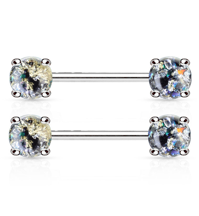 14G Black Glitz Nipple Ring Barbell