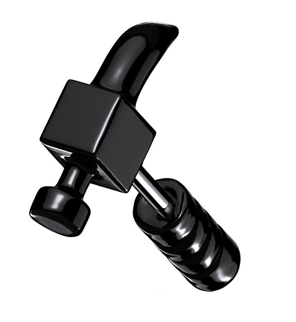 Black PVD Hammer Cartilage Barbell