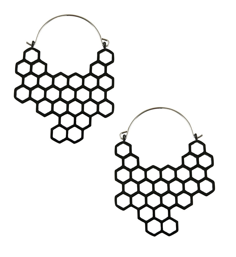 20G Black Honeycomb Hangers / Earrings