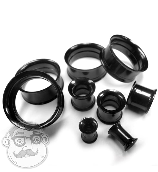 PAIR Black and Rose Gold Internally Threaded Tunnels Plugs Earlets PAIR Black and Rose Gold Internally Threaded Tunnels Plugs Earlets