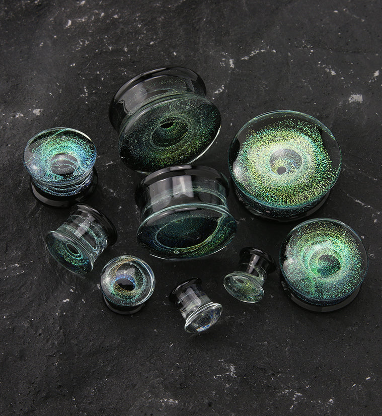 Black Interstellar Glass Double Flare Plugs