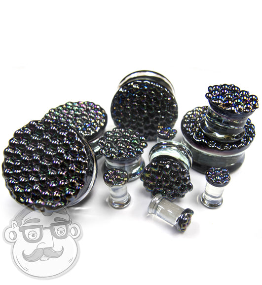 Black Iridescent Glass Plugs