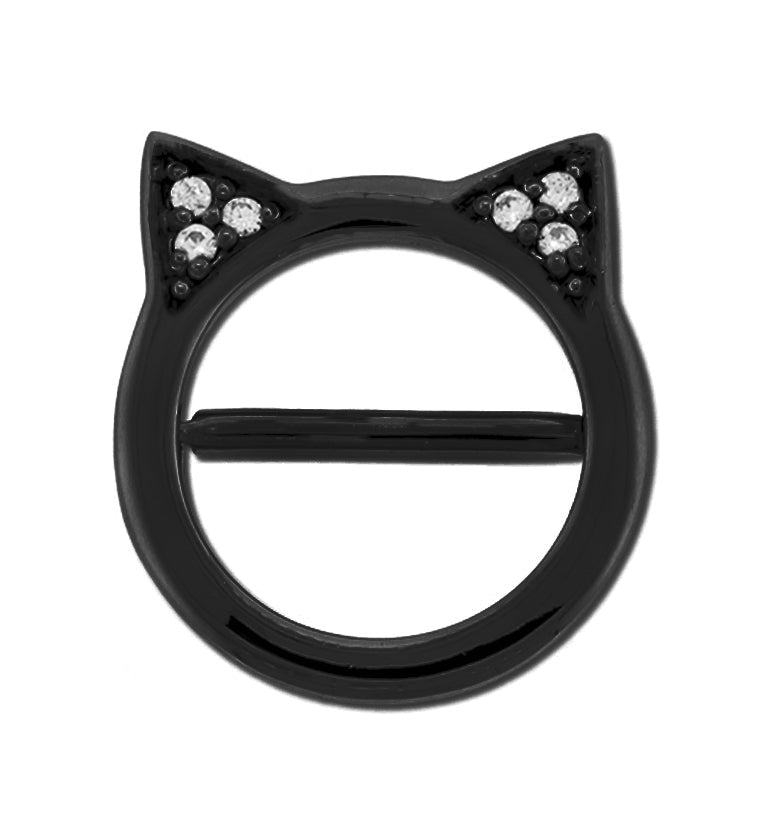 14G Black Cat Stainless Steel Nipple Clicker Ring