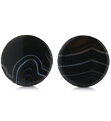 Black Line Agate Stone Plugs 1" (25mm) Version 1