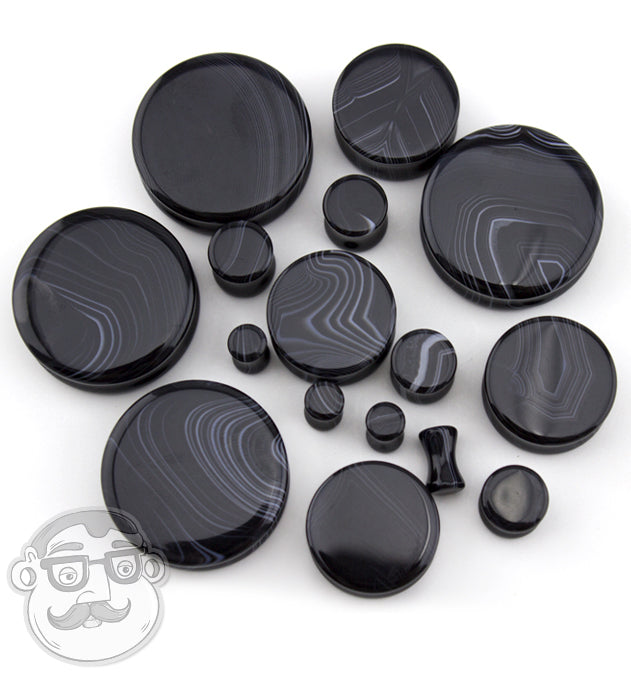 Black Line Agate Stone Plugs