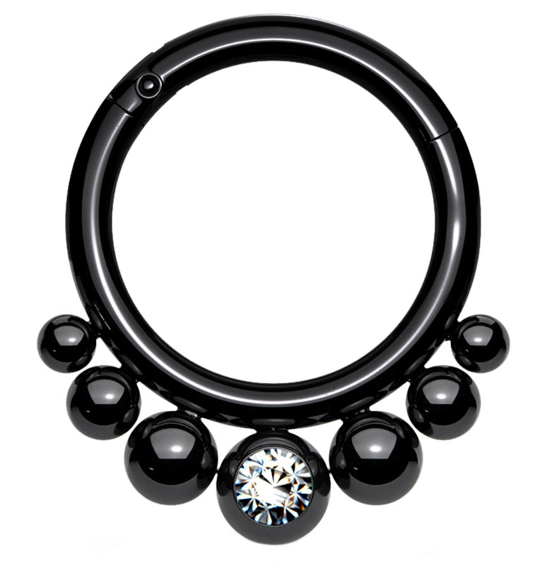 Black PVD Beaded Snippet Hinged Segment Ring