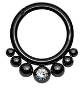 Black PVD Beaded Snippet Hinged Segment Ring