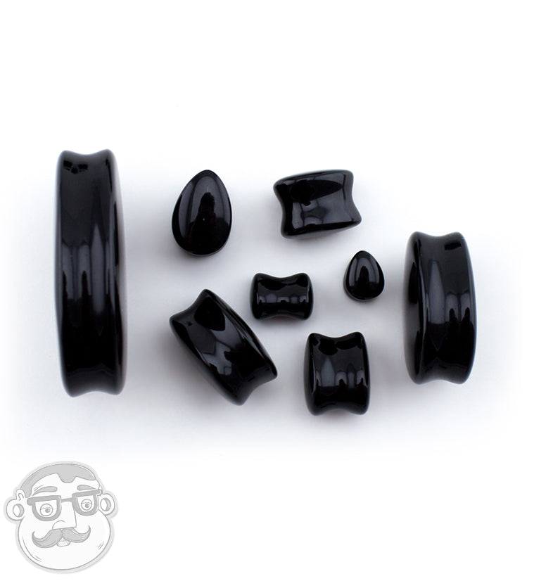 Black Obsidian Stone Teardrop Plugs