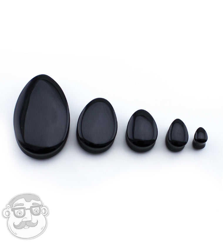 Black Obsidian Stone Teardrop Plugs