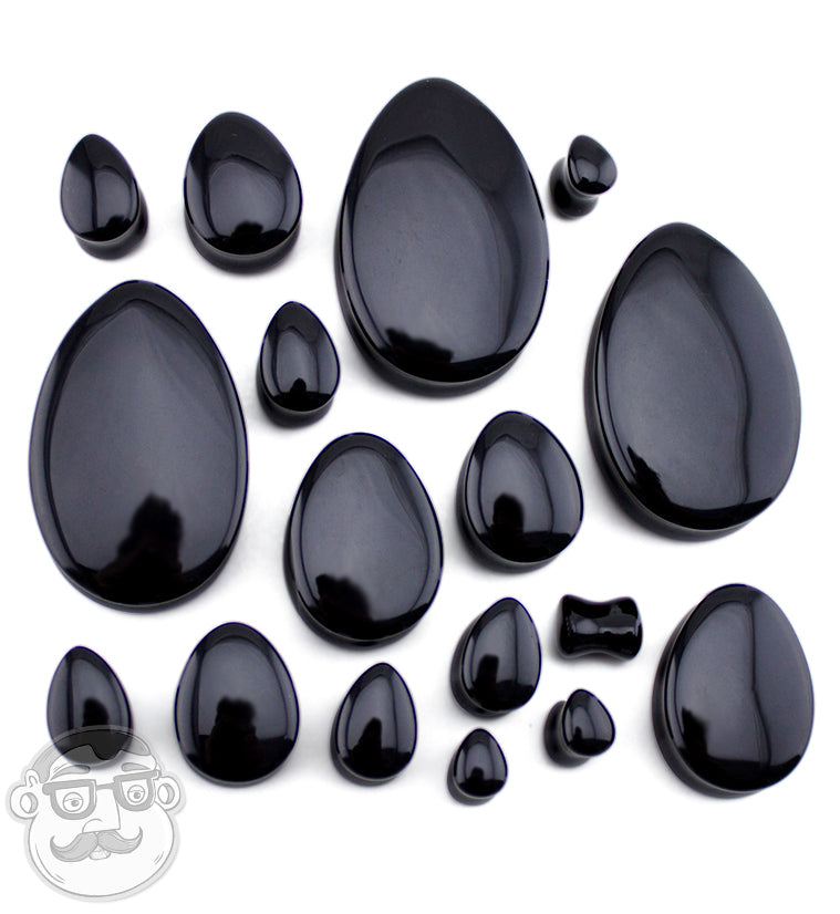 Black Obsidian Stone Teardrop Plugs