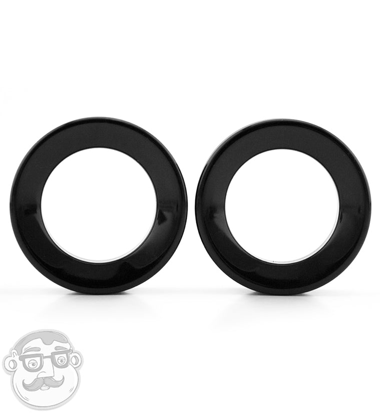 Black Obsidian Stone Double Flare Tunnels