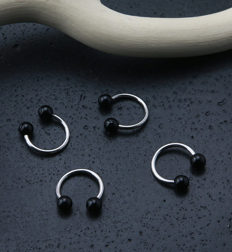 Black Onyx Stone Circular Barbell