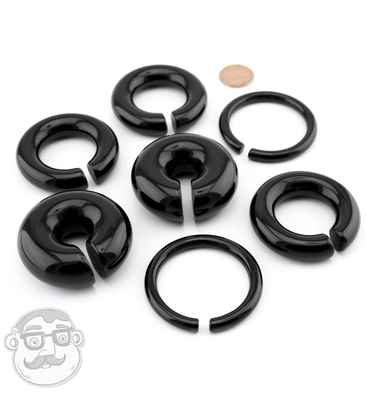 Black Obsidian Stone Plug Hoops