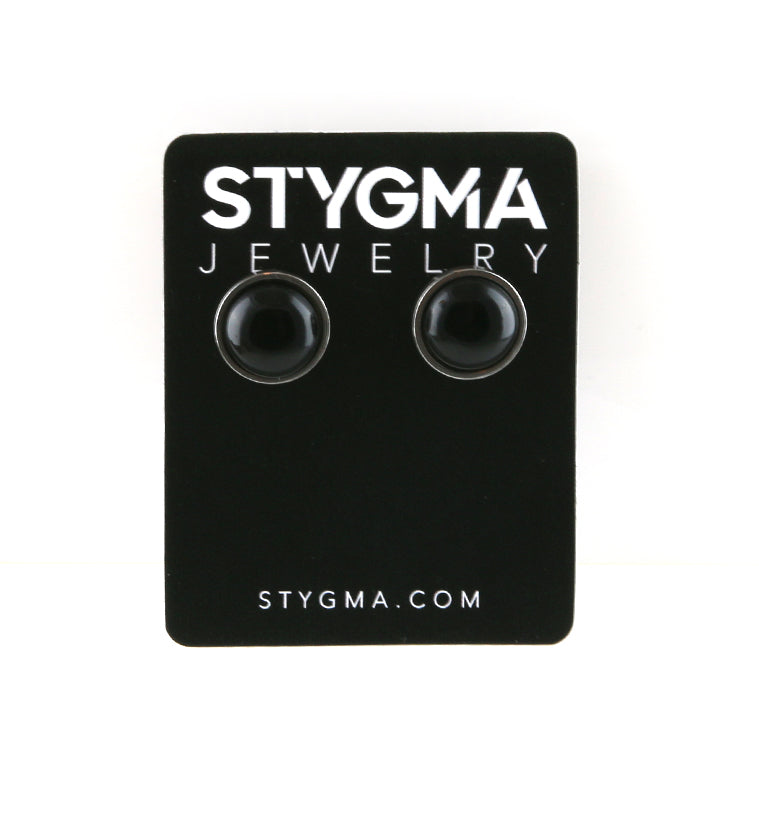 Black Onyx Stone Stud Earrings