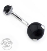 Black Onyx Stone Titanium Belly Button Ring