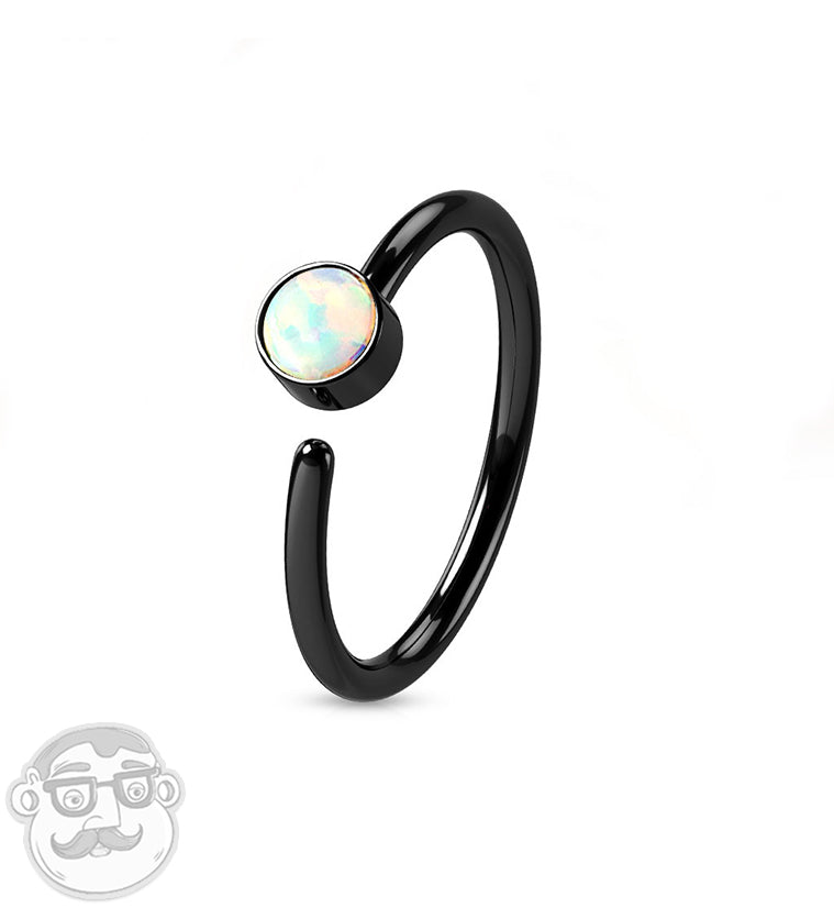 20G Black PVD Opalite Top Hoop Ring