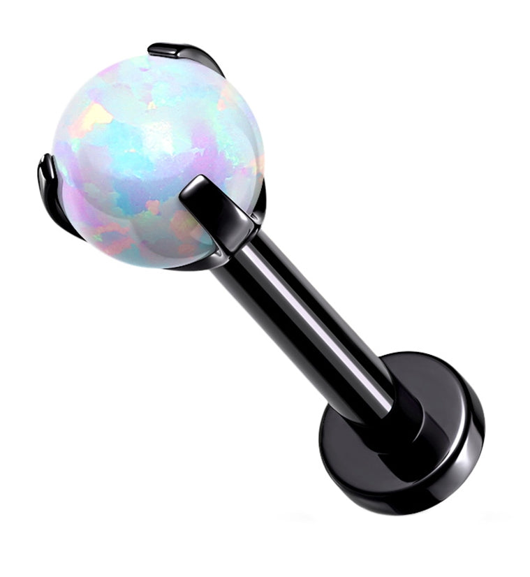 Black Opalite Claw Set Stainless Steel Labret