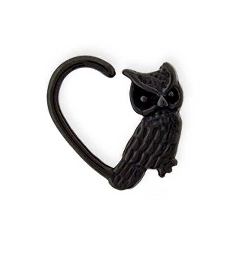 Black Owl Heart Seamless Ring