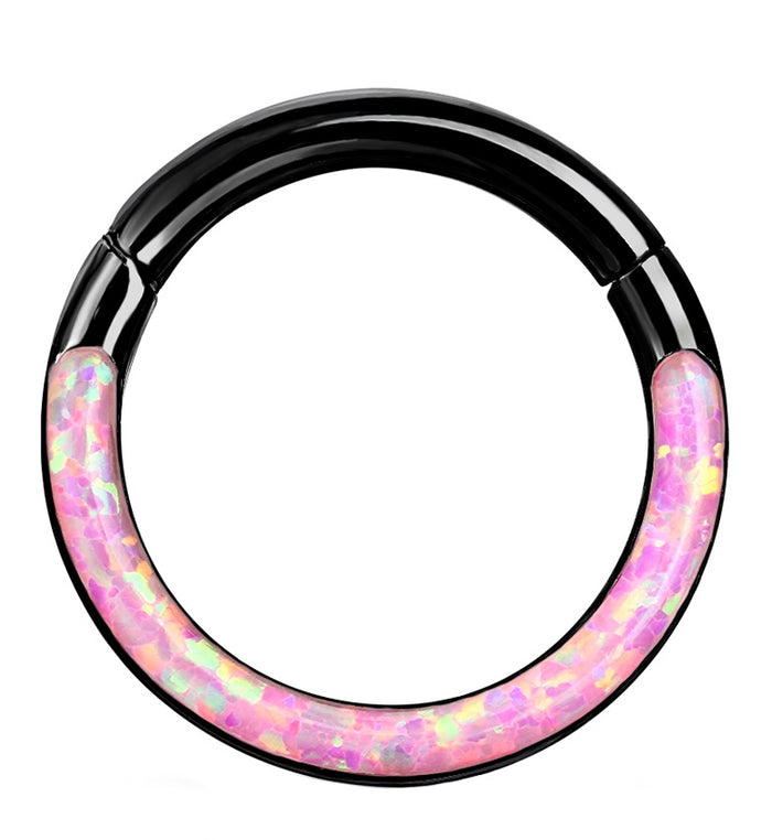 Black & Pink Opalite Frontal Hinged Segment Ring