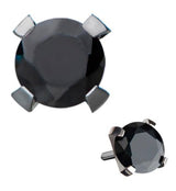 Titanium Threadless Black Prong Set Swarovski Top