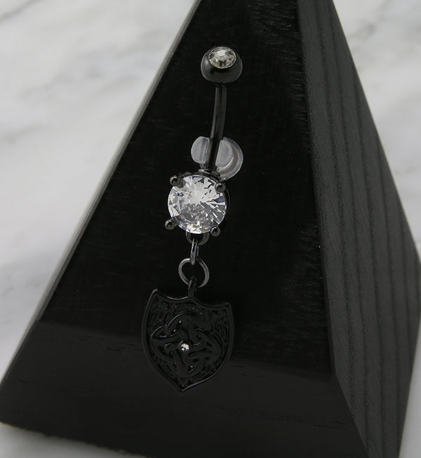 Black PVD Aegis CZ Dangle Belly Button Ring