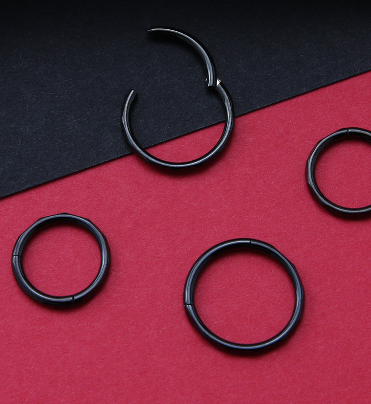 Black PVD Angled Titanium Hinged Segment Ring
