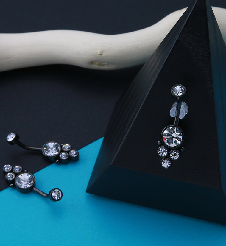 Black PVD Array Belly Button Ring