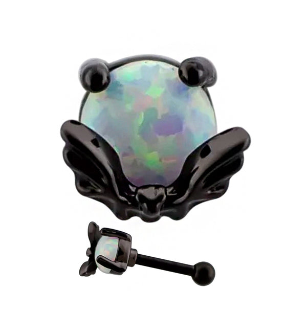 Black PVD Bat And Moon White Opalite Cartilage Barbell