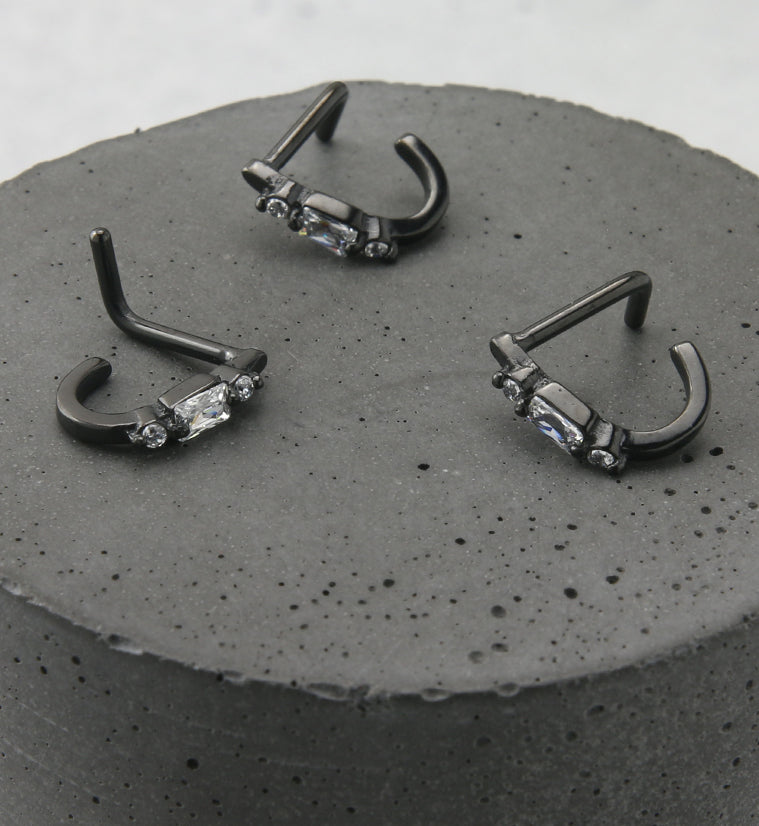 Black PVD Bauble CZ Stainless Steel Nose Curve
