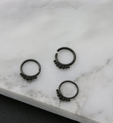 Black PVD Beaded Annealed Seamless Hoop Ring