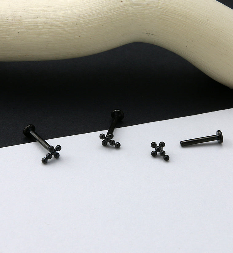 Black PVD Beaded Cross Titanium Labret