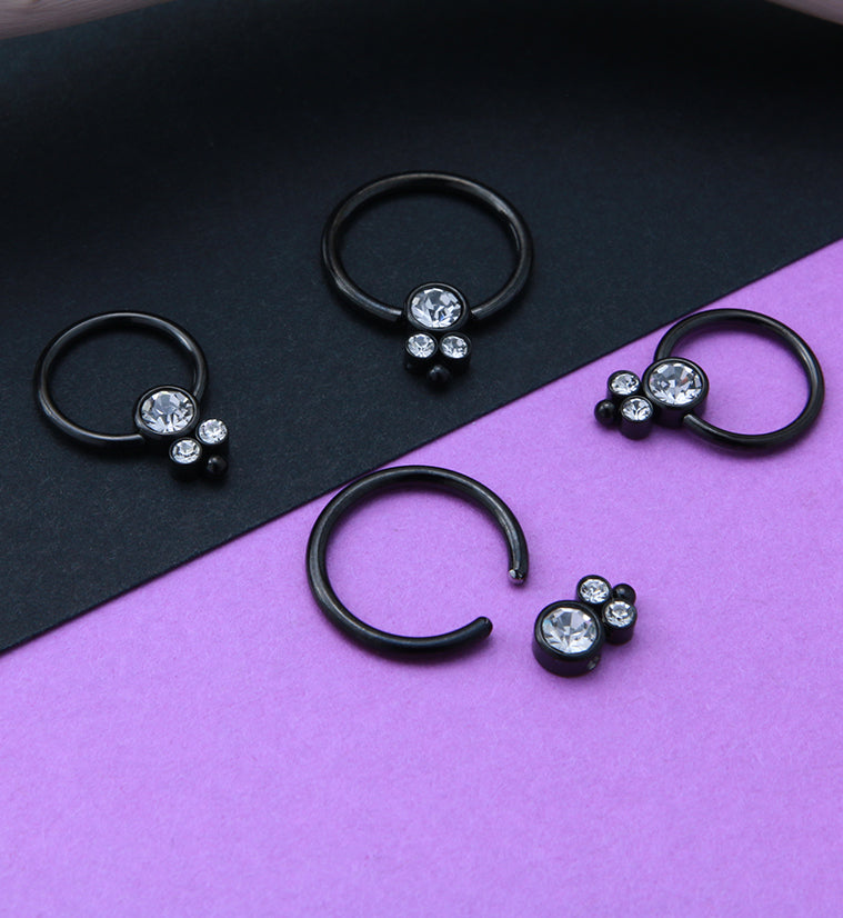 Black PVD Bevy CZ Captive Ring