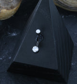 Black PVD Bezel Clear CZ Internally Threaded Titanium Belly Button Ring