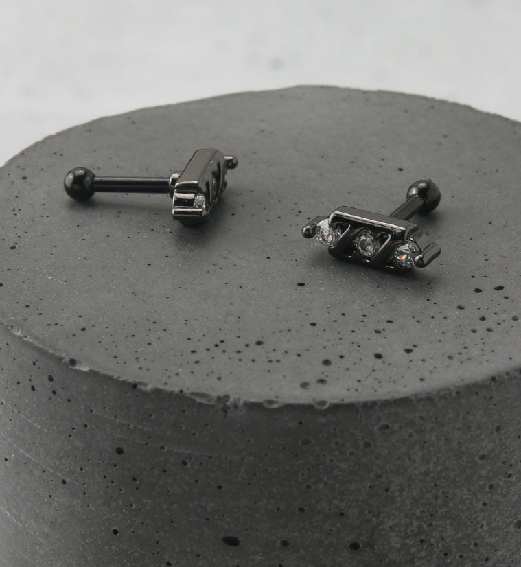 Black PVD Camber CZ Cartilage Barbell