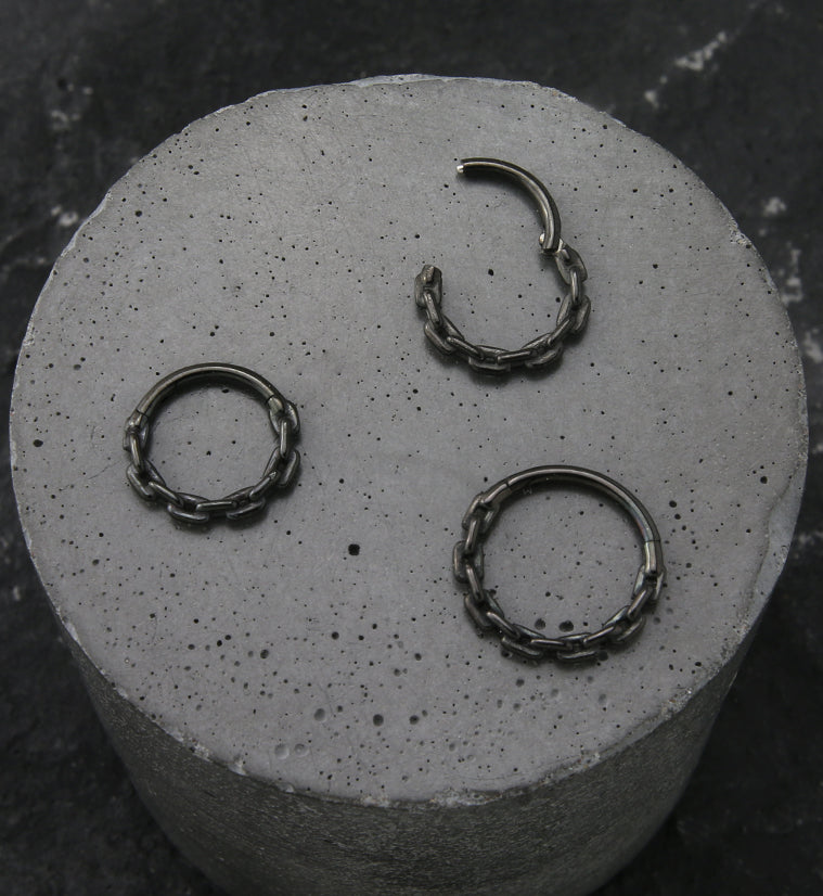 Black PVD Chain Link Stainless Steel Hinged Segment Ring