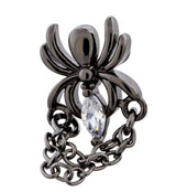 Black PVD Chained Spider CZ Cartilage Barbell