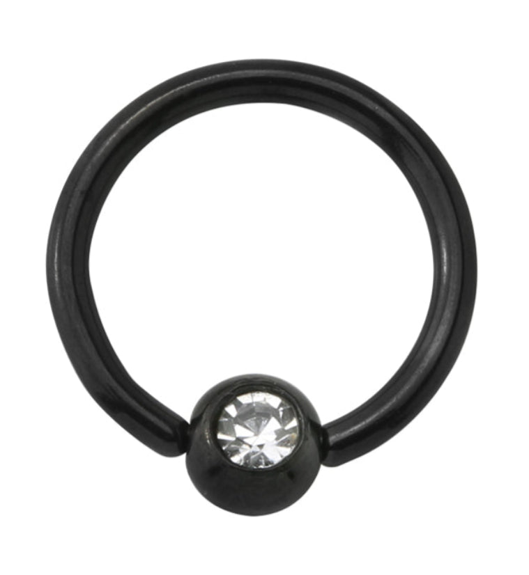 Black PVD Clear CZ Captive Ring