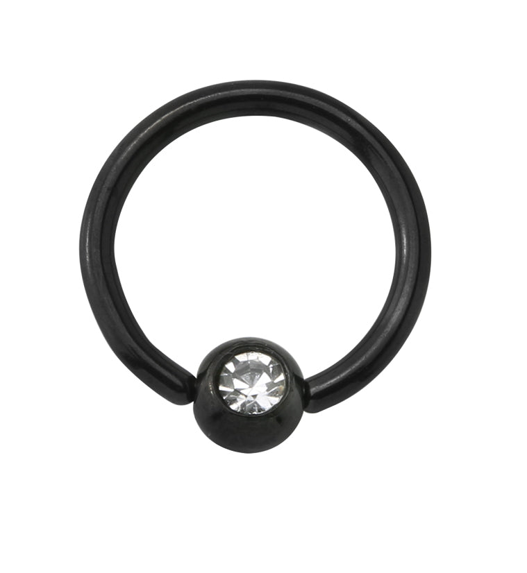 Black PVD Clear CZ Captive Ring