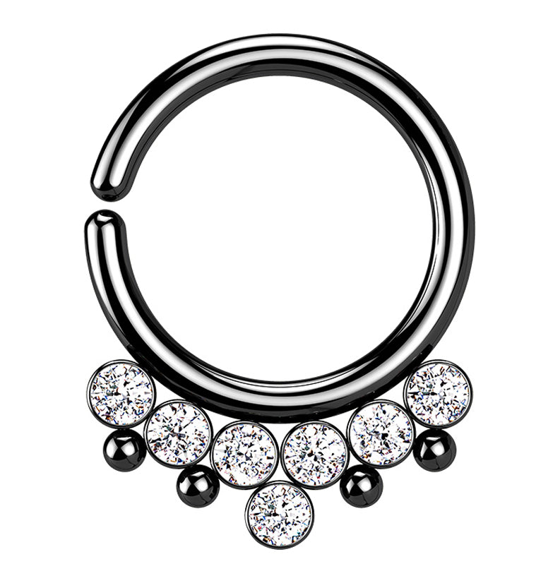Black PVD Clear CZ Rally Annealed Seamless Hoop Ring